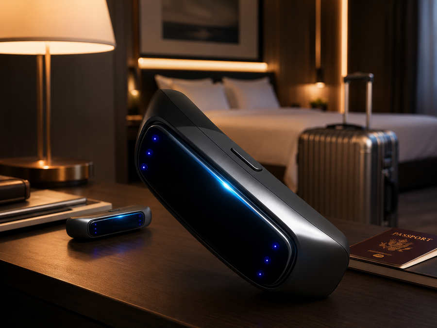 Compact. Rechargeable. Worn under the chin.