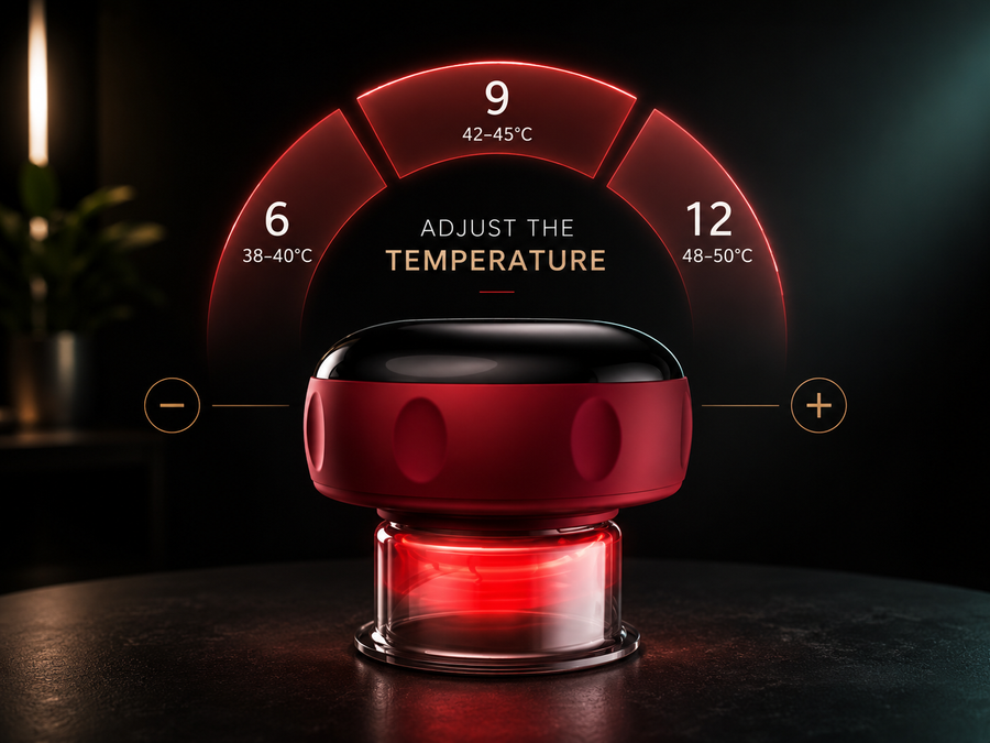 Three heat levels. 38°C to 50°C.