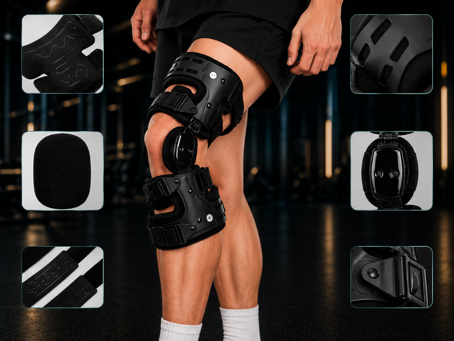 Medical shell. Flexion blocks. Quick-release buckles.